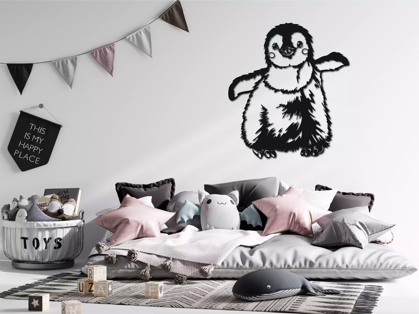The Fluttering Penguin - Wood Fiber Wall Decoration