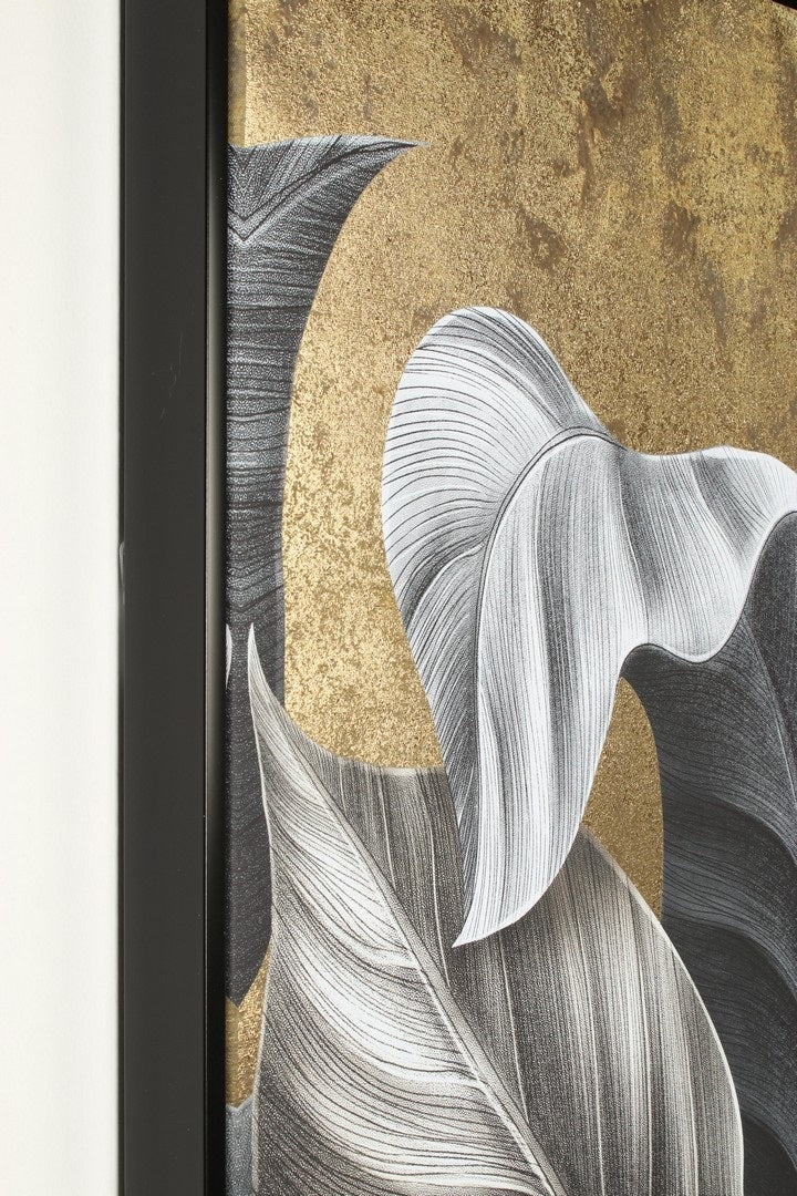 Tablou CORALIE din pânză pictată manual, cadru MDF, 82,6 x 82,6 cm