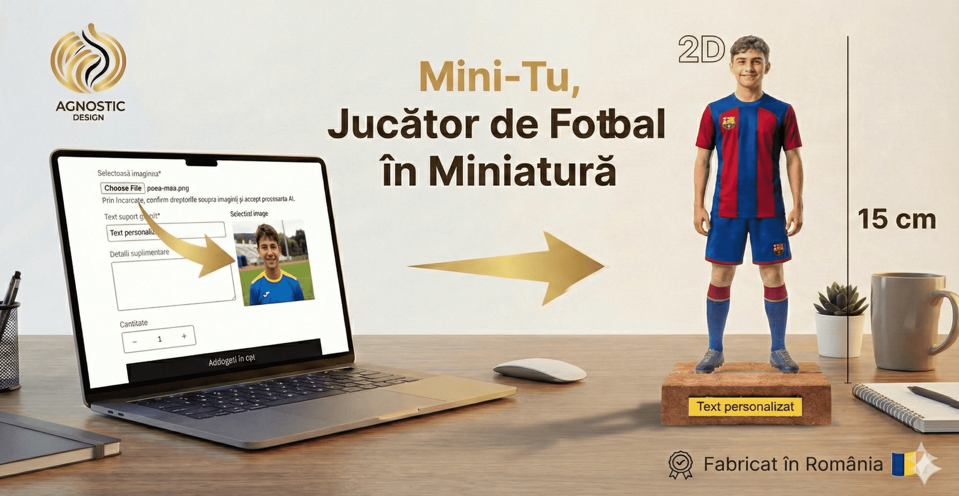 Transformă orice fotografie într-un Mini-Tu personalizat in fotograf de 15 cm. Realizat 2D cu efect 3D, ideal pentru cadouri unice și memorabile.