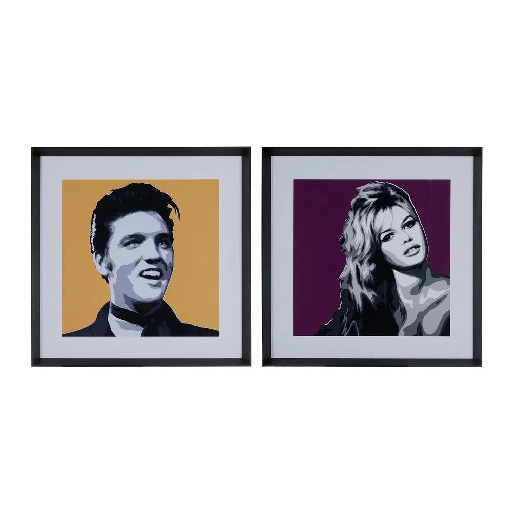 Set 2 tablouri RUNE POP ART printate pe sticlă, cadru din lemn ayous, 53 x 53 cm fiecare
