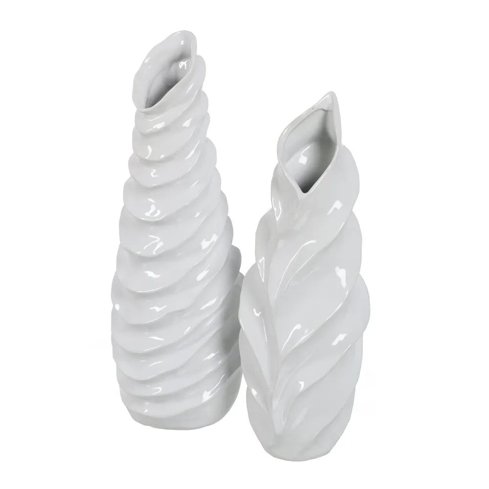 Vază albă din ceramică SERITY DECO H44, 16 x 15 x 44 cm