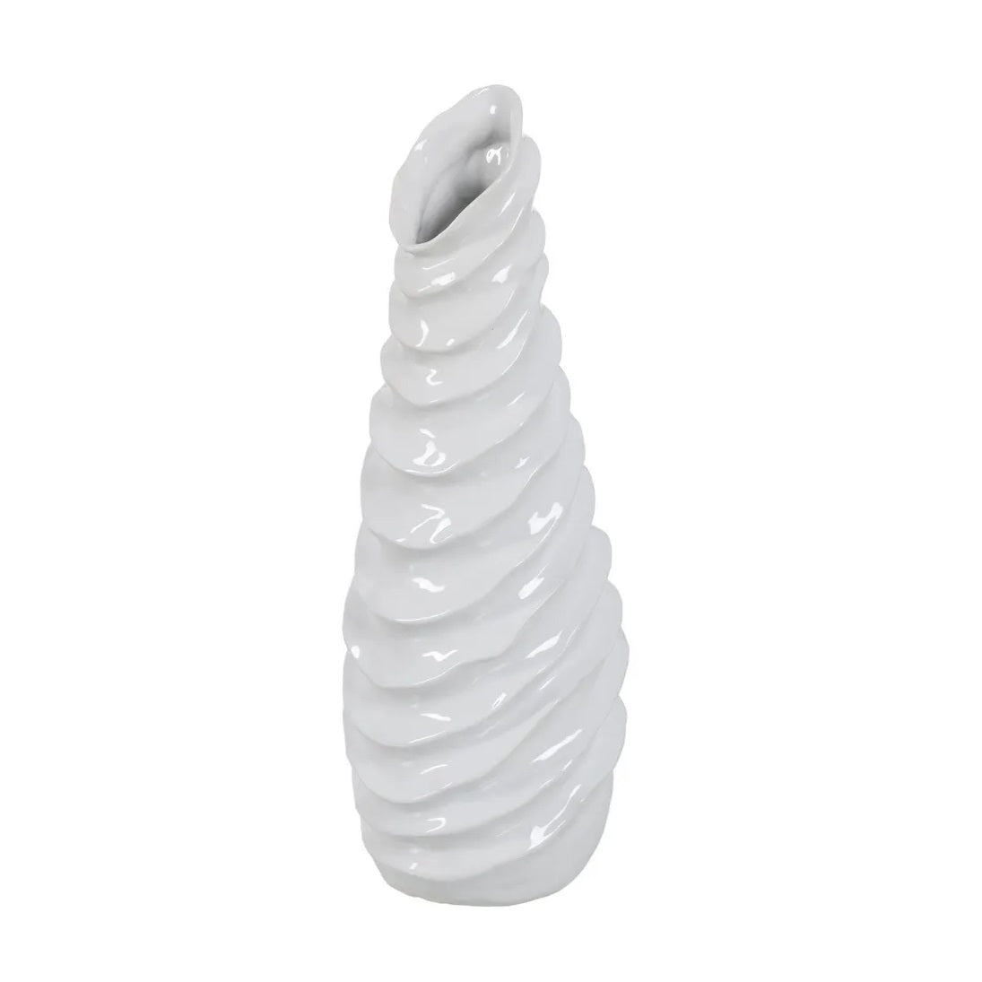 Vază albă din ceramică SERITY DECO, 17,5 x 17 x 49 cm
