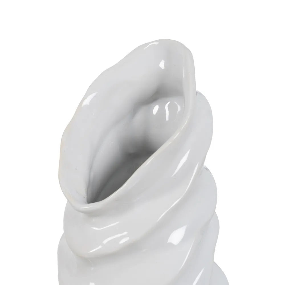 Vază albă din ceramică SERITY DECO, 17,5 x 17 x 49 cm