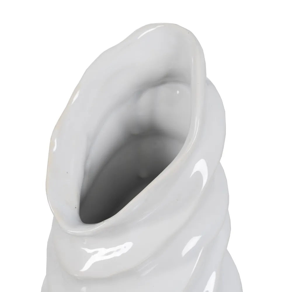 Vază albă din ceramică SERITY DECO, 17,5 x 17 x 49 cm