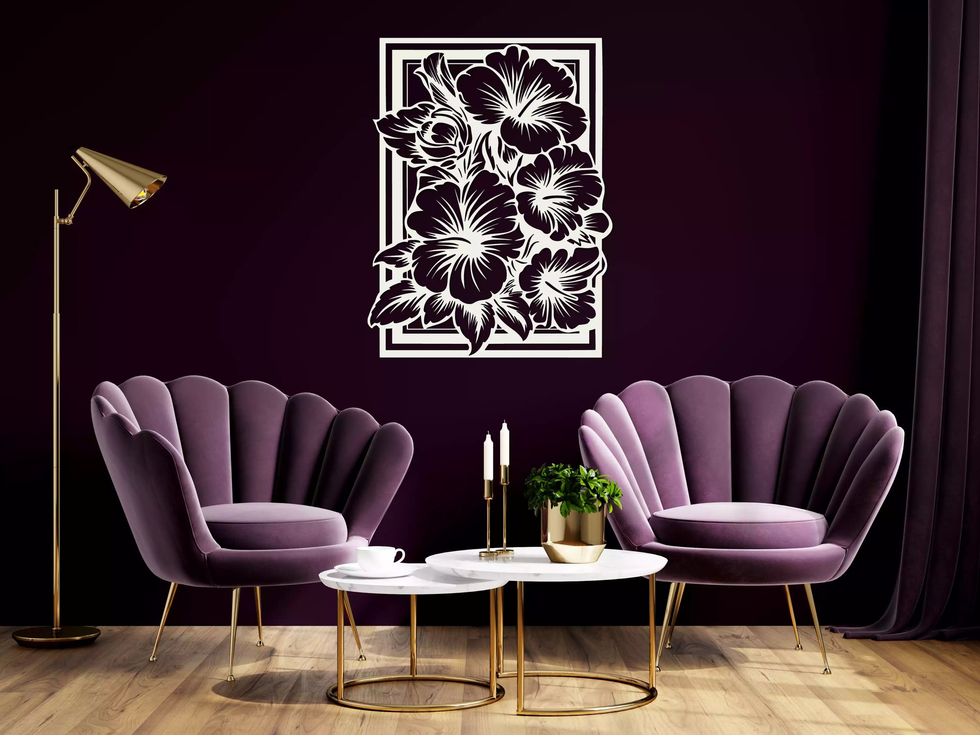 shopify_alb.webp Buchet Hibiscus - Decorațiune Perete Fibre Lemn
