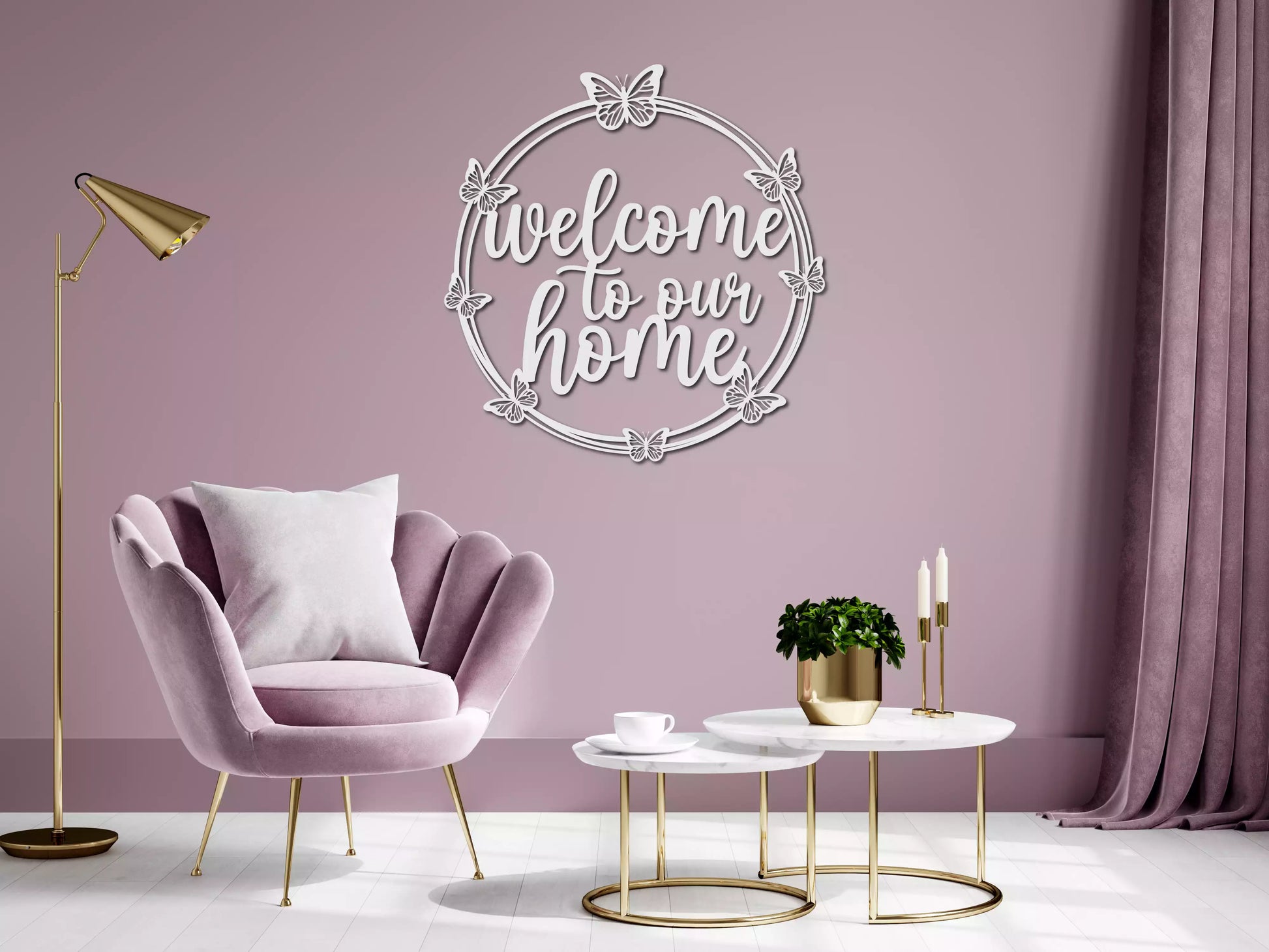 shopify_alb.webp Welcome to Our Home - Decorațiune Perete Fibre Lemn