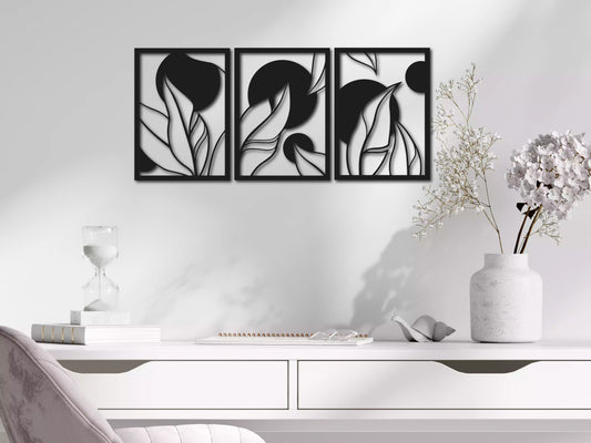 shopify_negru.webp Frunze abstracte - Decorațiune Perete Fibre Lemn