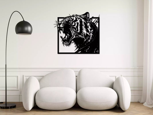 shopify_negru.webp Tigrul Războinic - Decorațiune Perete Fibre Lemn