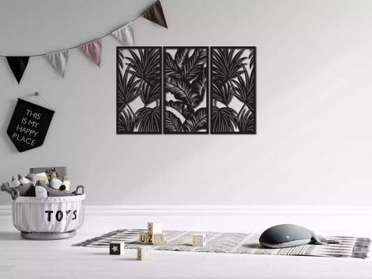 shopify_negru.webp Jungla Frunzelor - Decorațiune Perete Fibre Lemn