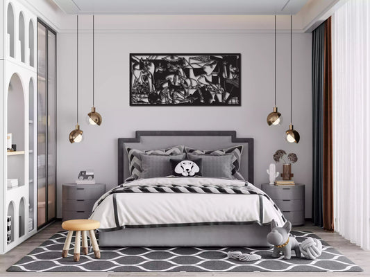 shopify_negru.webp Guernica Pablo Picasso - Decorațiune Perete Fibre Lemn