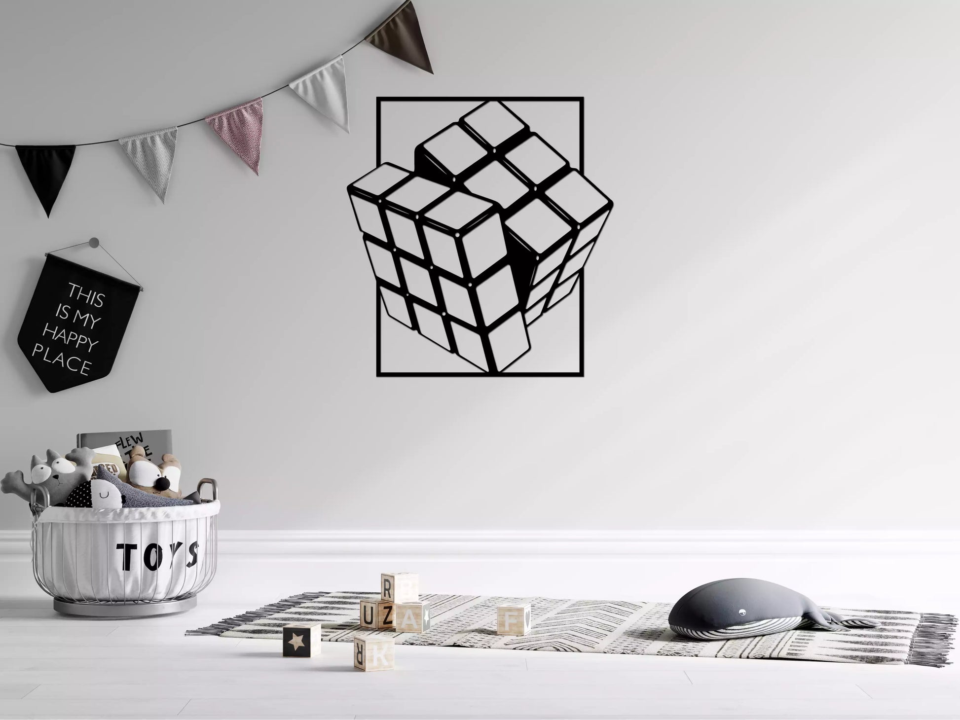 shopify_negru.webp Cubul Rubik - Decorațiune Perete Fibre Lemn