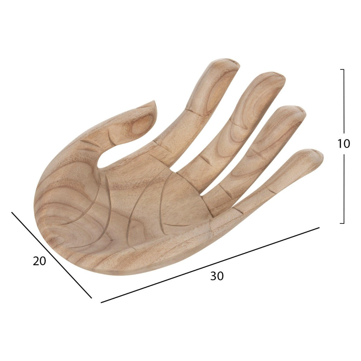 Obiect decorativ TELSAI LEFT HAND din lemn de Albasia, 30 x 20 x 10 cm