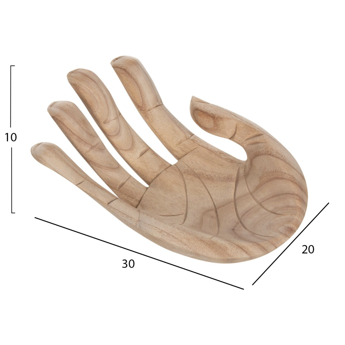 Decorațiune TELSAI RIGHT HAND din lemn de Albasia, 30 x 20 x 10 cm