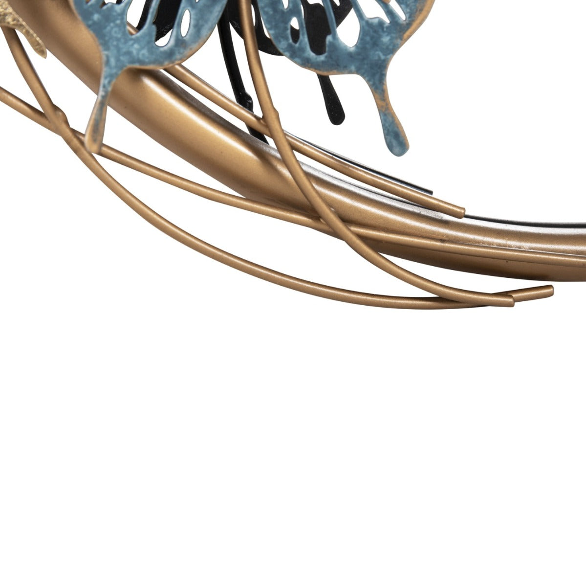 Oglindă de perete TIVERTON din metal auriu, 62 x 56 cm, cu fluturi decorativi