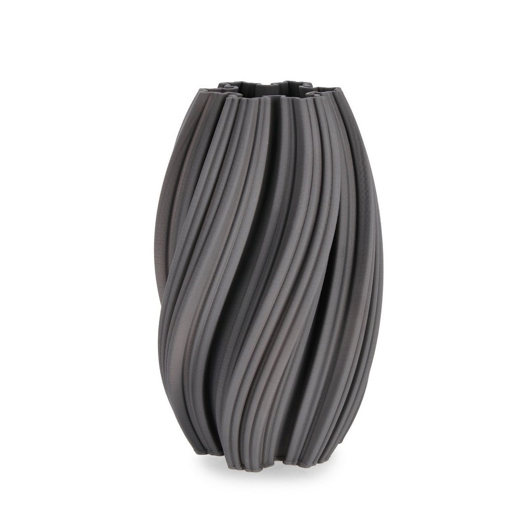 Vază JOLEEN GREY din ceramică imprimată 3D, gri, diametru 20 cm, înălțime 31 cm