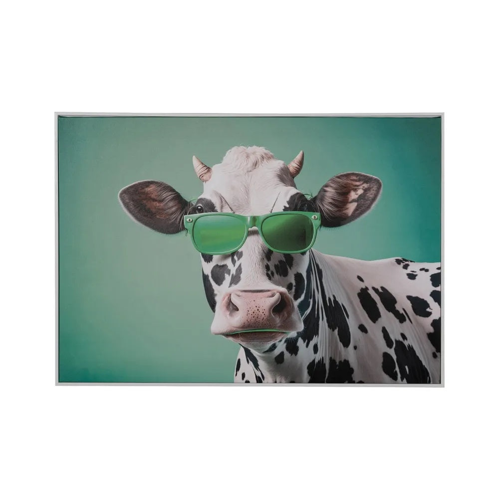 Tablou TORBEN COW din polistiren alb, 70 x 50 cm