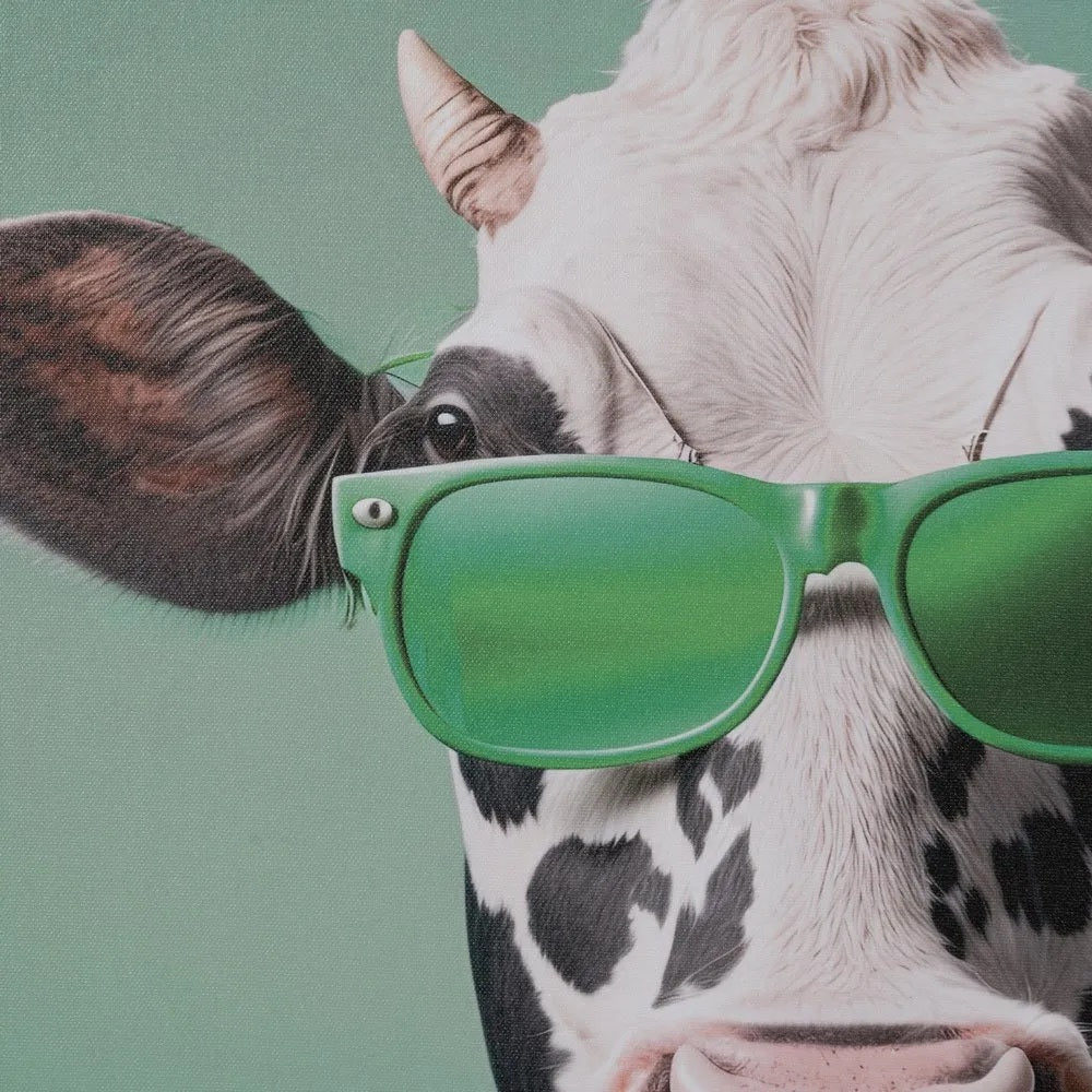 Tablou TORBEN COW din polistiren alb, 70 x 50 cm