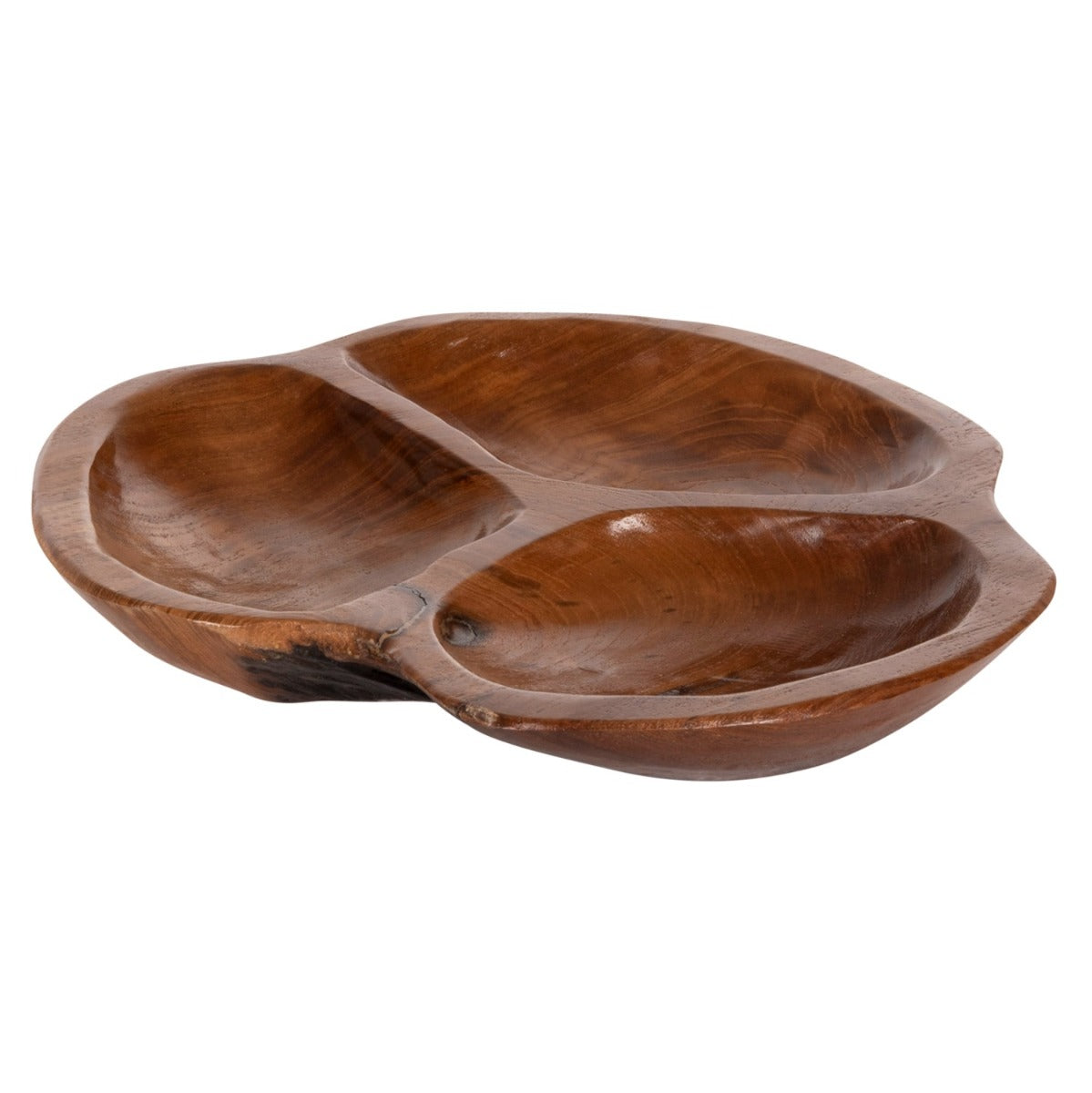 Bol VARENO WOOD DECO din lemn masiv de tec, diametru 30 cm, înălțime 4,5 cm