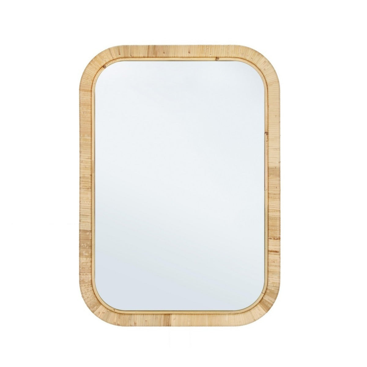 Oglindă de perete HAKIMA din ratan natural, spate din MDF, 50 x 70 cm