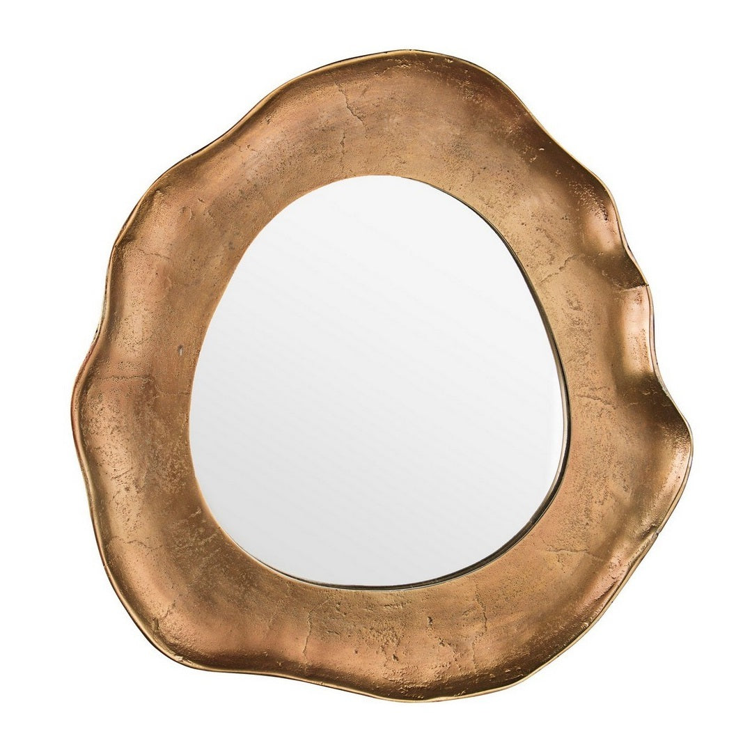Oglindă de perete ASMITA BRASS din aluminiu placat cu alamă, 43 x 40 cm